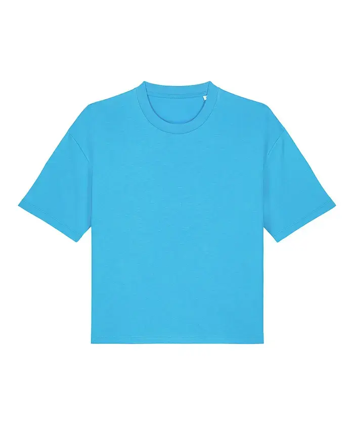 Women’s Stella Nova Boxy T-Shirt – front, blank (Aqua Blue)